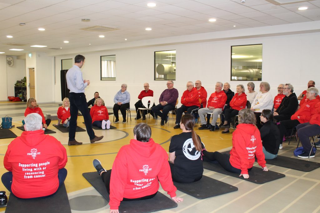 A group breath education session led by Terry Mellors